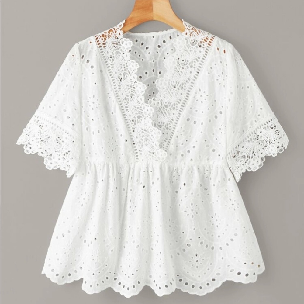 Eyelet Peplum Blouse